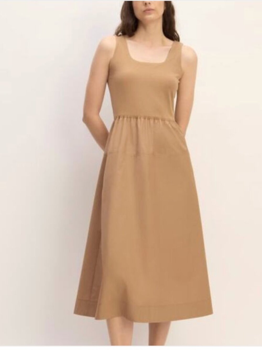 NWT Everlane Women’s L The Supima® Jersey Riviera Dress | Tan | Has pockets!